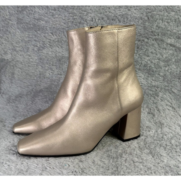 Amalfi by Rangoni Faraona Ankle Boots Women's Gold Booties Italian Leather 5.5 - Picture 4 of 10